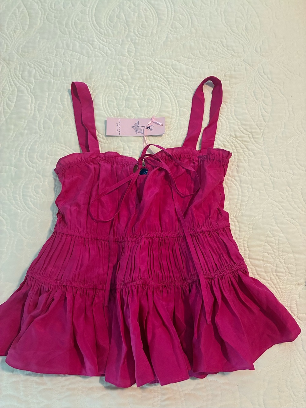 Calypso St. Barth Fuchsia Tiered Spaghetti-Strap Tank